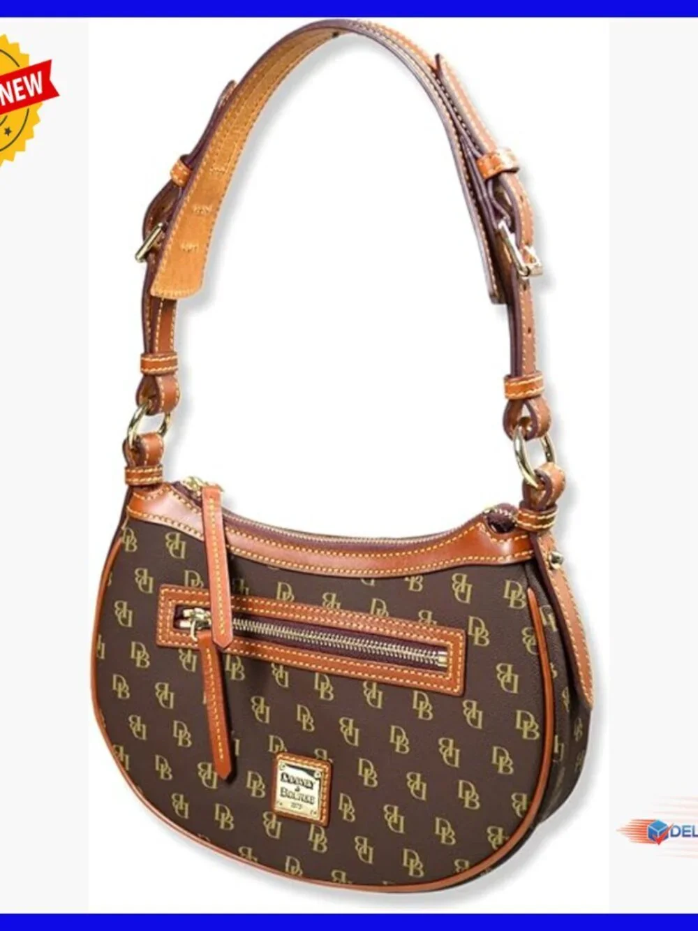 Leather Hobo Shoulder Bag with Adjustable Handle and Zip Closure
